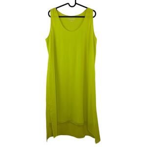 Soft Surroundings Neon Chartreuse Ainsley Sleeveless Midi Dress Size Medium